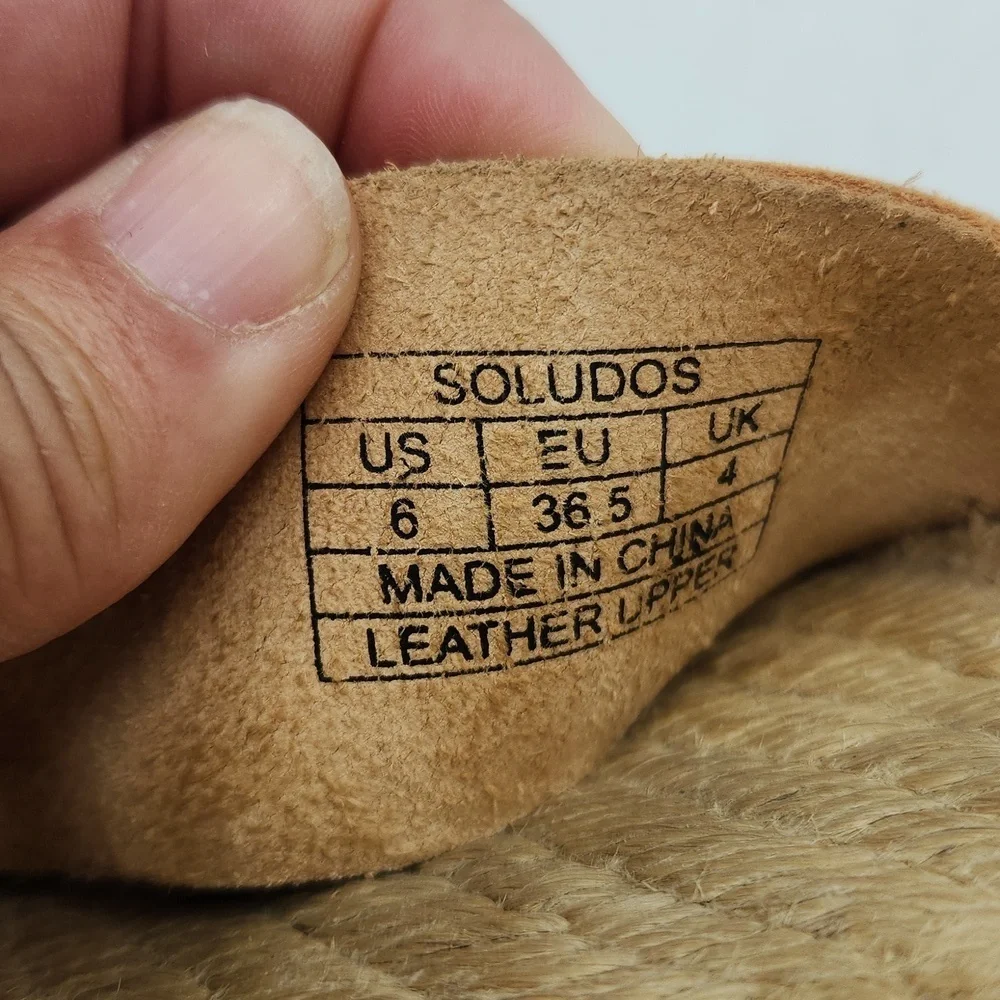 Soludos Cadiz Metallic Leather Platform Sandals Size 6